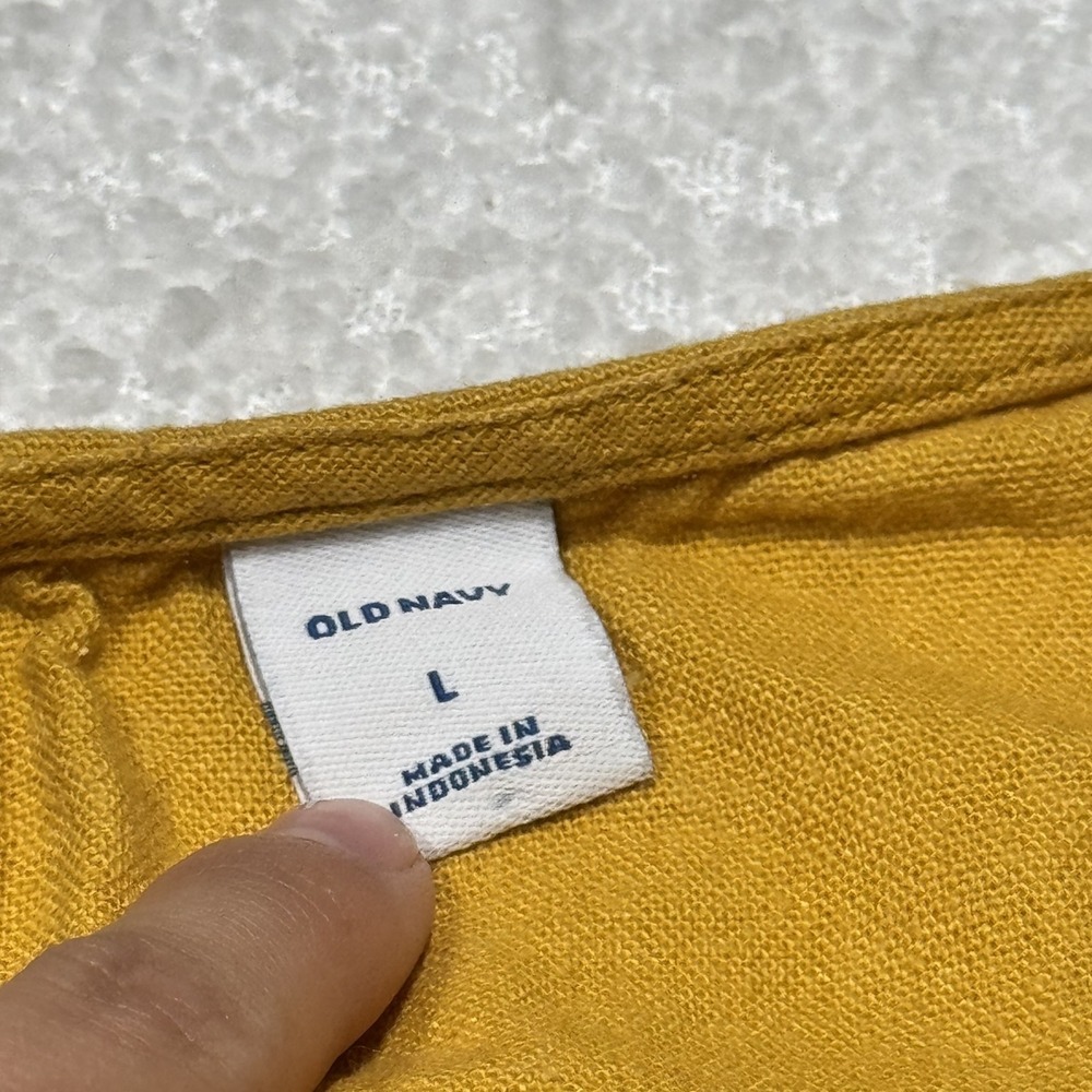 Old Navy Romper Womens Large Yellow Linen Blend Sleeveless Keyhole Pocket Summer - Picture 3 of 12